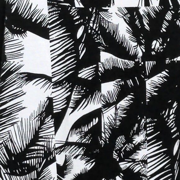 Fabletics Tina Mini Dress Small Black White Palms - Picture 2 of 7